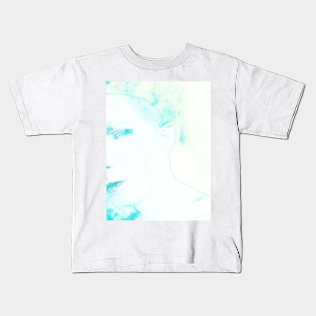 Portrait, digital collage and special processing. Face glimpse.Very beautiful guy. Very soft. Light blue. Kids T-Shirt by 234TeeUser234